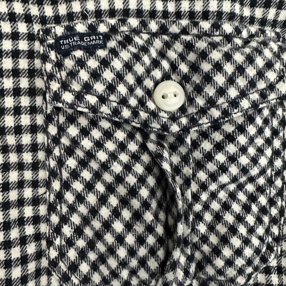 True Grit Button Up Lined Flannel Shirt Shacket Gingham Micro Check Mens Medium - Picture 5 of 13